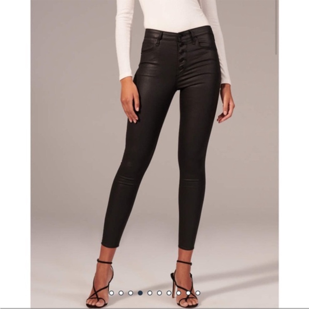 A&F high rise super skinny ankle leather pants petite length